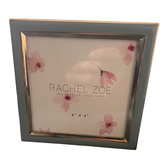 Rachel Zoe 4”x4” blue enamel and gold frame with velvet back - Picture 2 of 4